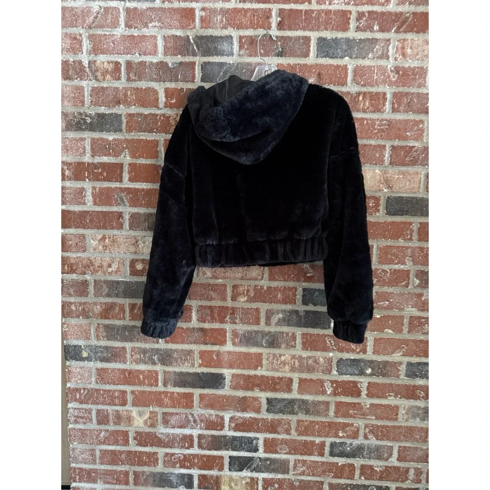 Fashion Nova‎ Womens Faux Fur Velvet Oversized Bomber Zip Jacket Black Medium